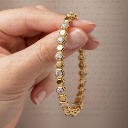 MJ Honeycomb Luxe Diamond Gold Bracelet