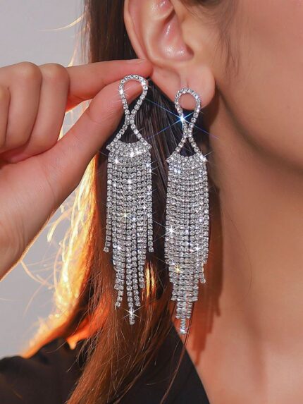 Multicolor Crystal Tassel Drop Earrings