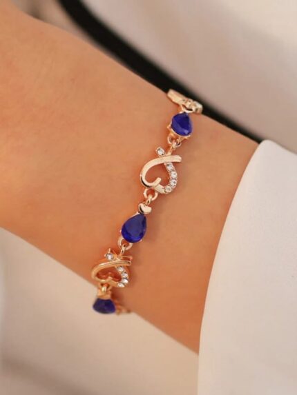 MJ Royal Drop Sapphire & Diamond Rose Gold Charm Bracelet
