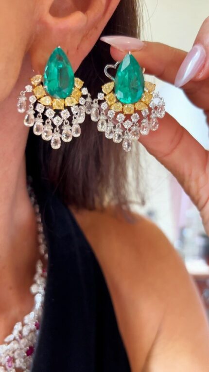 Emerald And Diamond Earrings