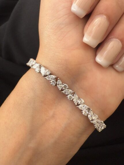 MJ Marukh's jewels Marquise & Round Cut Diamond Tennis Bracelet in White Gold