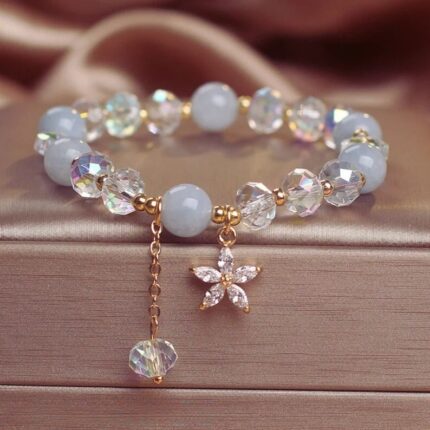 MJ Celestial Bloom Crystal & Pearl Charm Bracelet