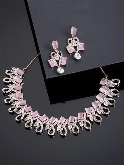 MJ Marukh's jewels Blush Elegance Crystal Necklace Set