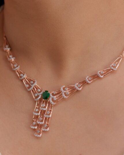 Emerald & Rose Gold Necklace