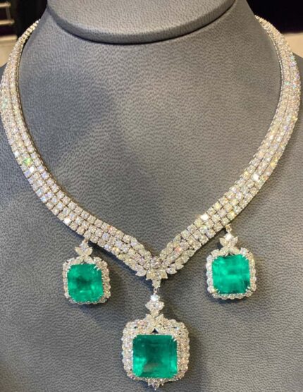 Certified Colombian Emerald & Diamond Necklace