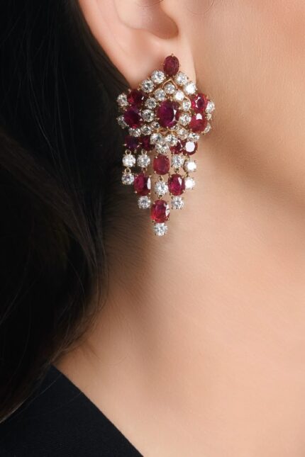 Elegant Ruby & Diamond Earring