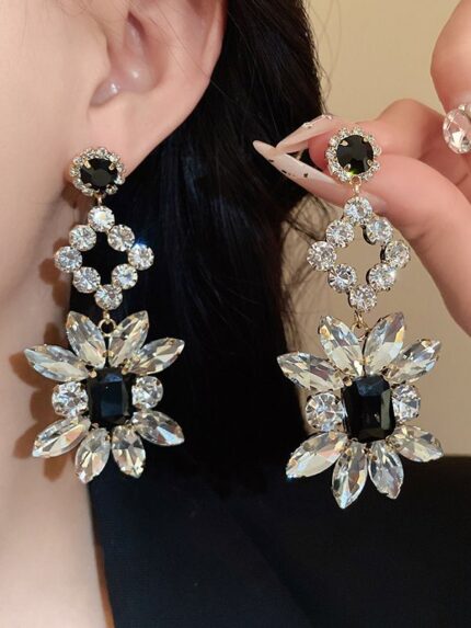 Geometric Rhinestone Drop Earrings