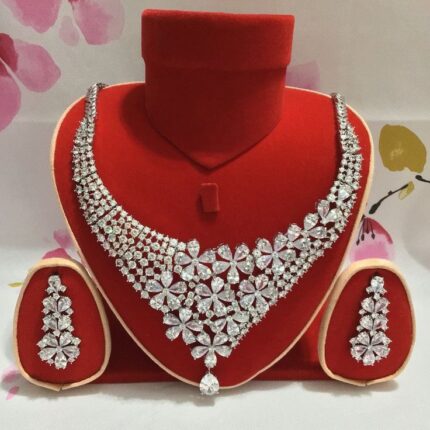 Royal Blossom Crystal Bridal Necklace & Earrings Set – MJ Marukh's jewels