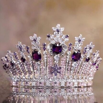 MJ Purple Crystal Diamond-Style Pageant Tiara – Luxury Royal Crown