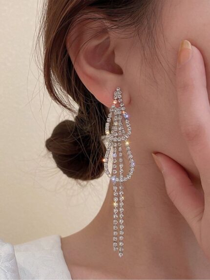Rhinestone Tassel Drop Earrings