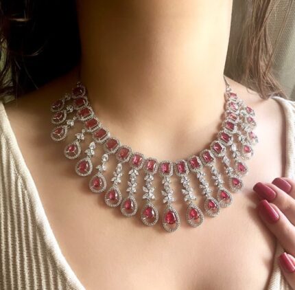 Ruby Red American Diamond Necklace