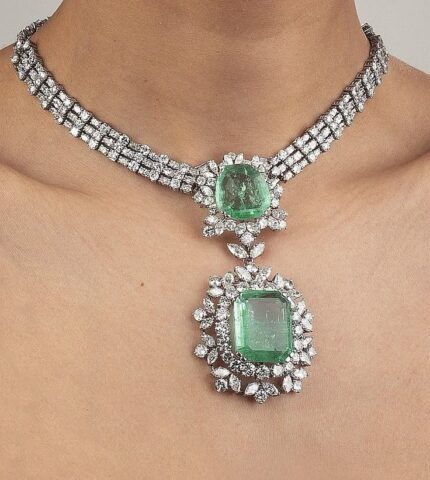 Platinum Emerald & Diamond Necklace