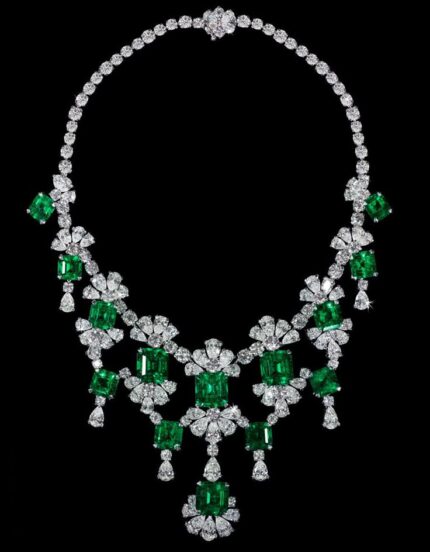 Natural Colombian Emerald & Diamond Necklace