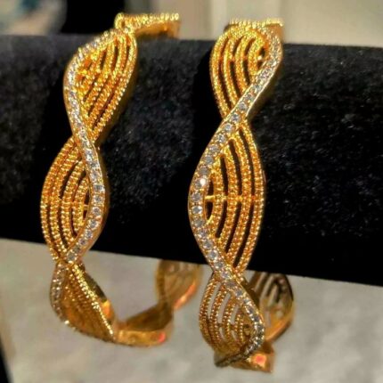MJ Infinity Twist Diamond-Accent Gold Bangles