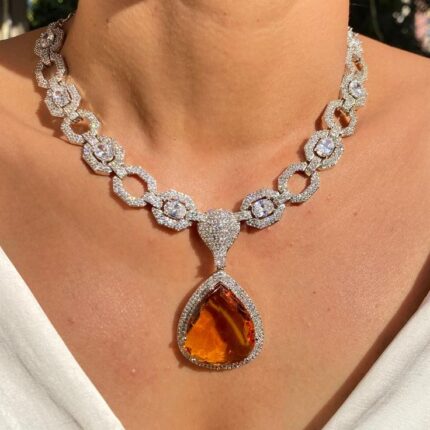Canary Citrine & CZ Statement Luxury Yellow Diamond Necklace
