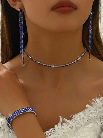 MJ Sapphire Elegance Tennis Jewelry Set – Blue Crystal Luxury Collection