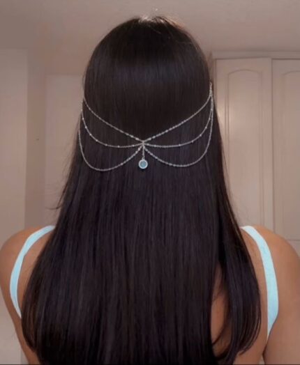 MJ Celestial Diamond Draped Hair Chain | Minimal Bridal Hair Jewelry