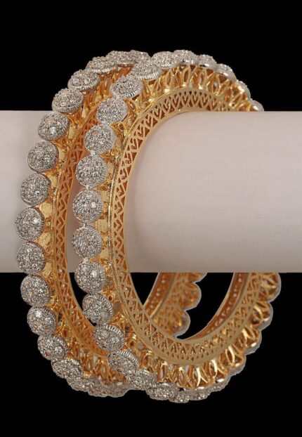 MJ Royale Diamond Halo Gold Bangles