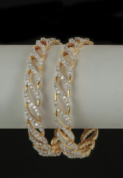 MJ Twisted Infinity Diamond Gold Bangles (Pair)